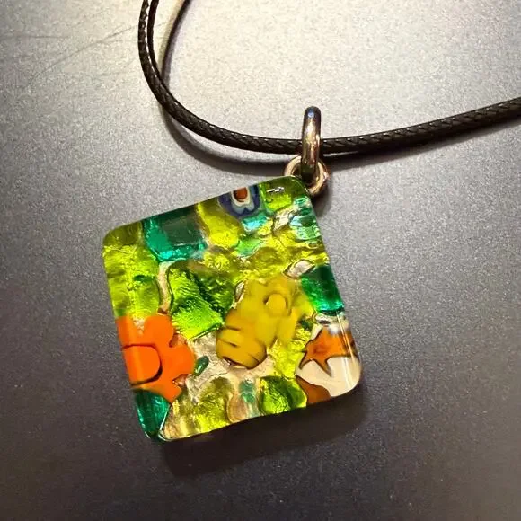 Italian Venetian Murano Glass Pendant Necklace - Picture 5 of 7